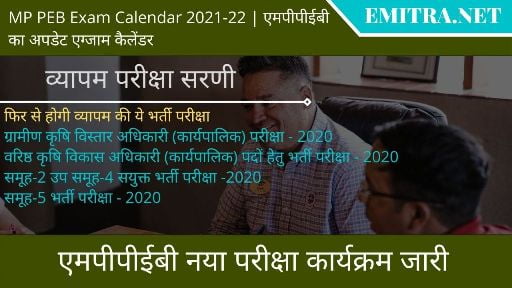 MP PEB Exam Calendar 2021-22