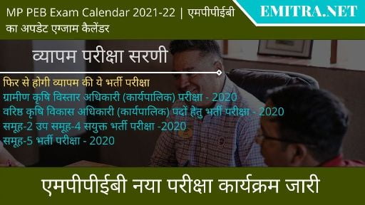 MP PEB Exam Calendar 2021 22 