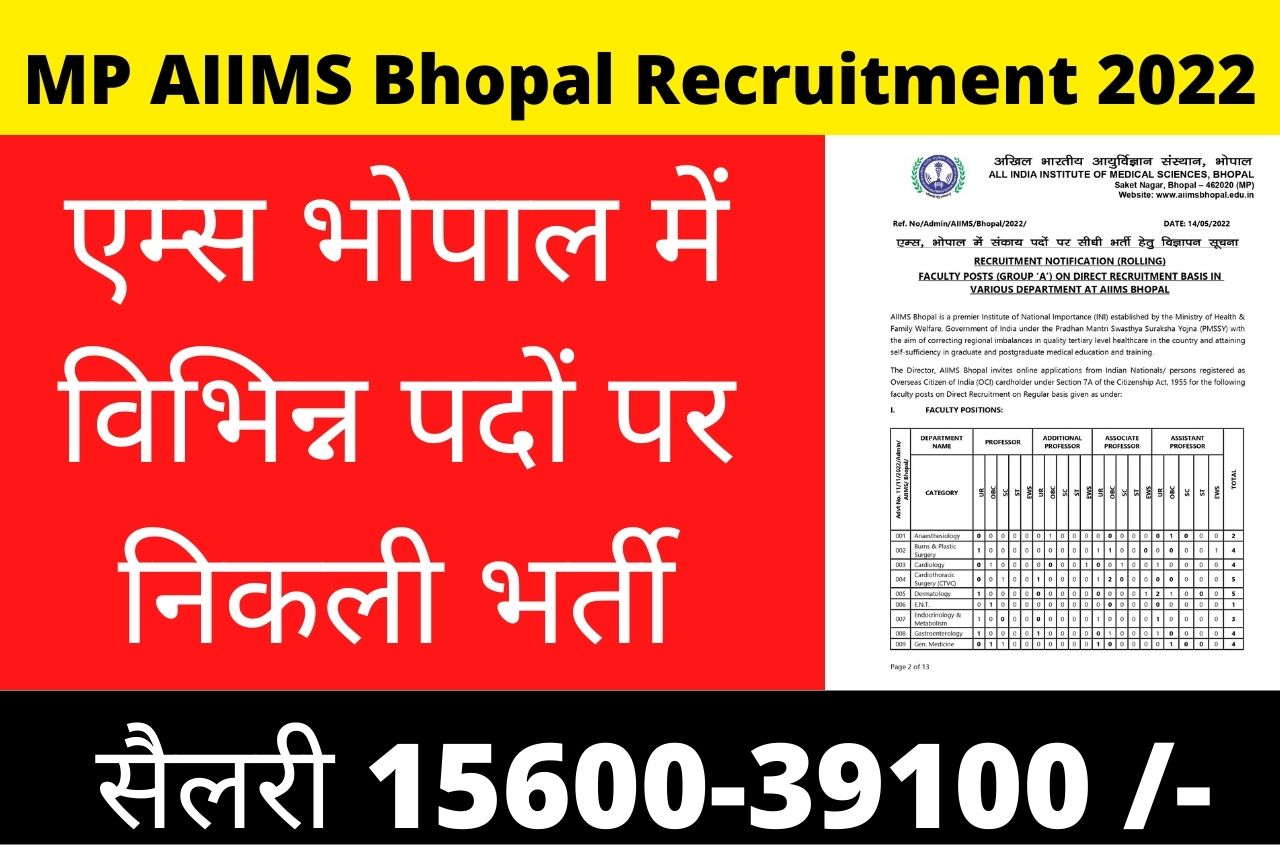 MP AIIMS Bhopal Recruitment 2022