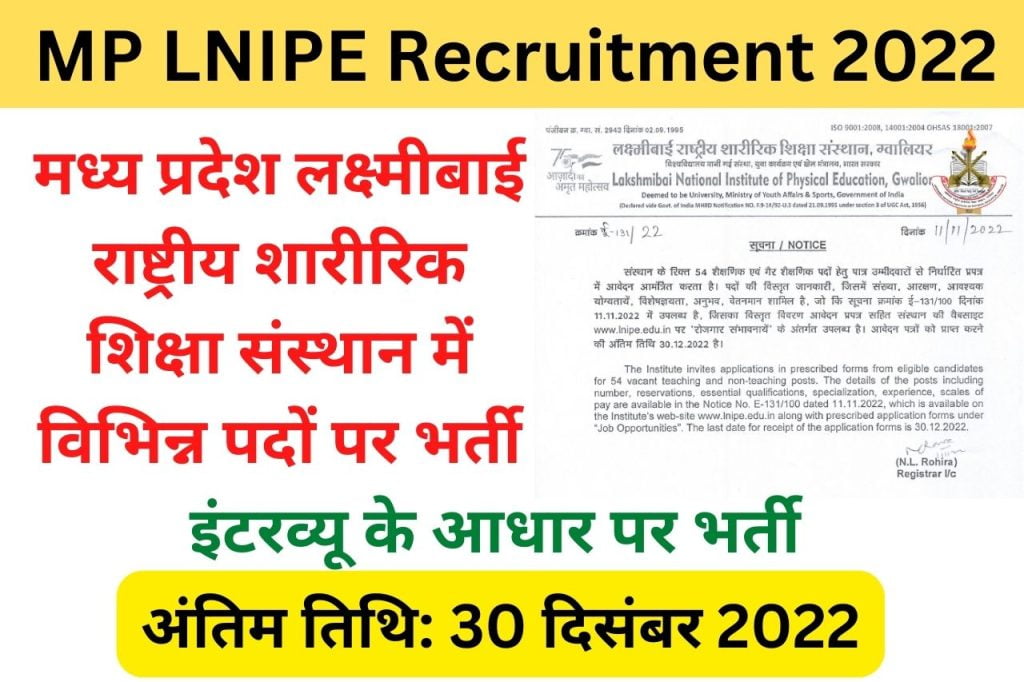 MP LNIPE Recruitment 2022