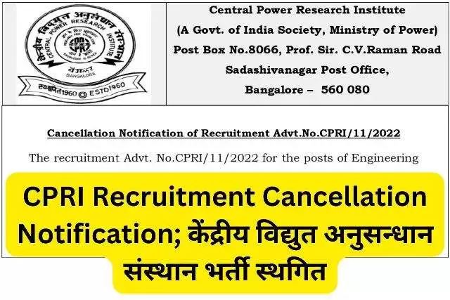 CPRI Recruitment Cancellation Notification