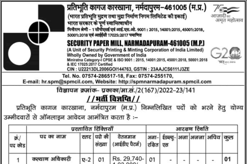 MP SPM Narmadapuram Recruitment 2023