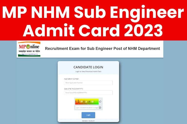 MP NHM Sub Engineer Admit Card 2023