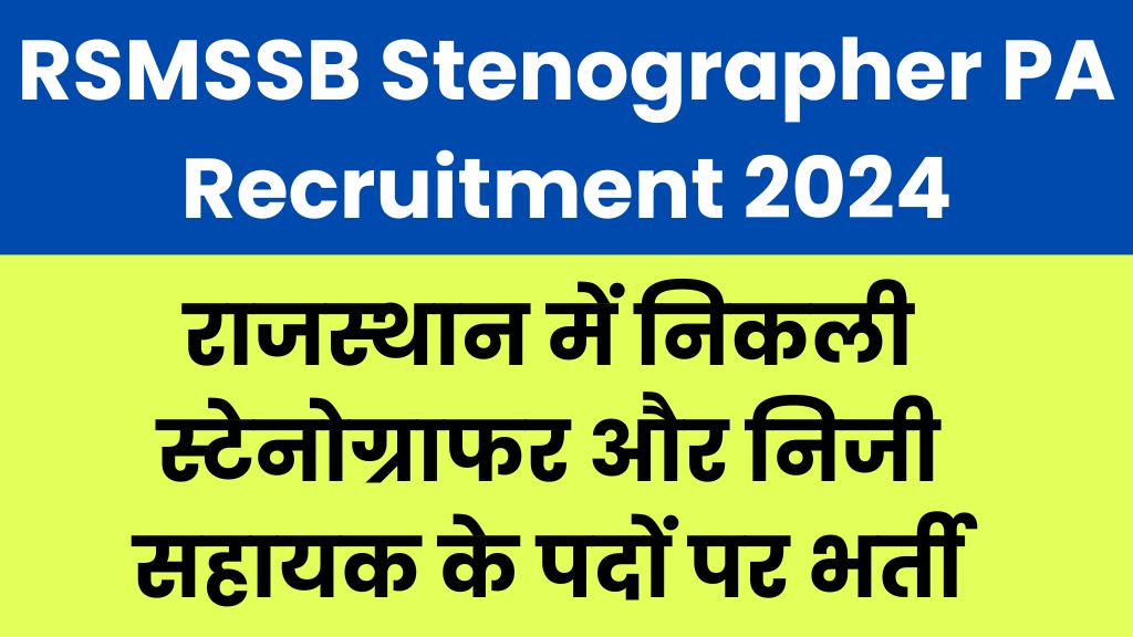RSMSSB Stenographer PA Recruitment 2024